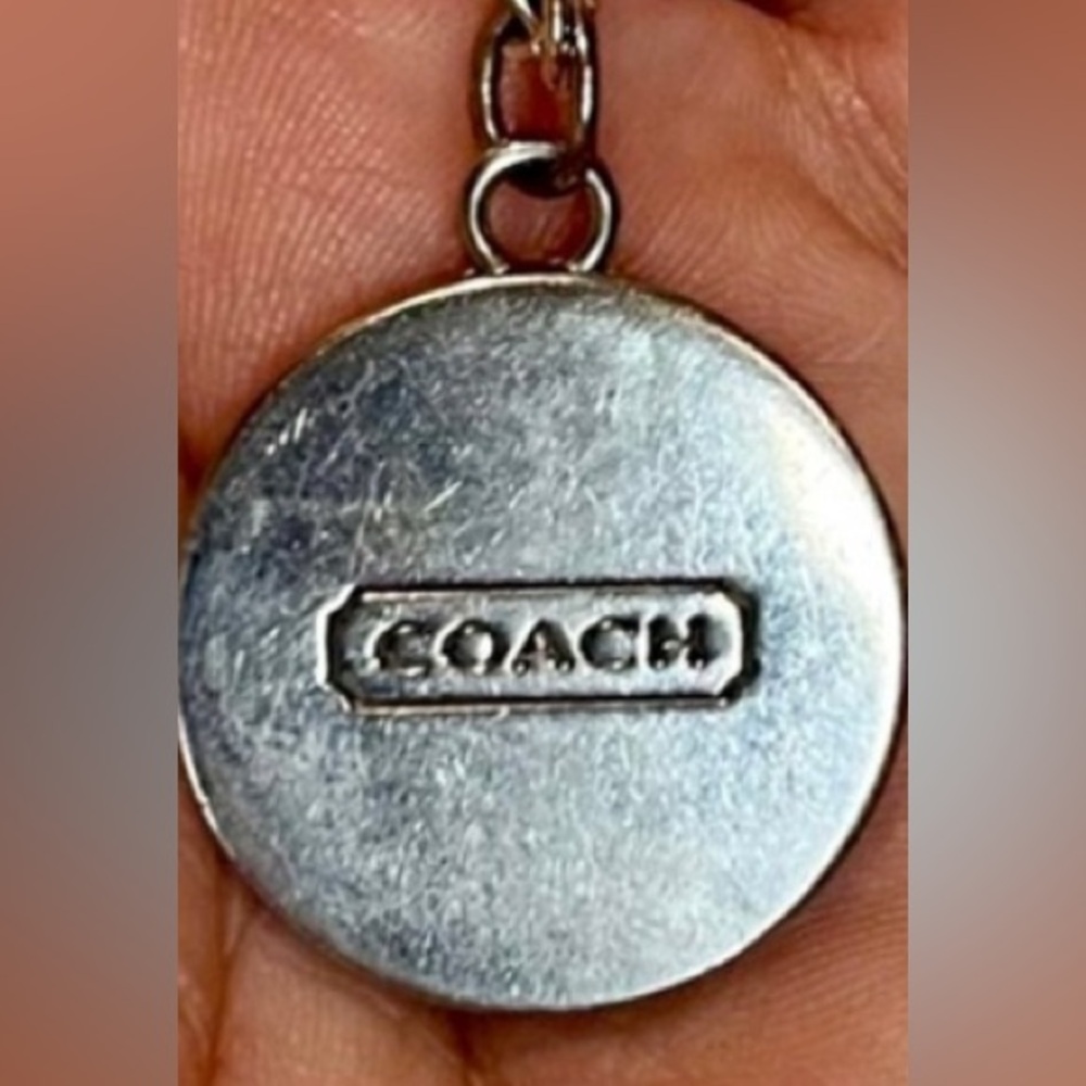 Coach Large Yellow Enamel Signature Logo Disc Pendant Necklace - Picture 6 of 8